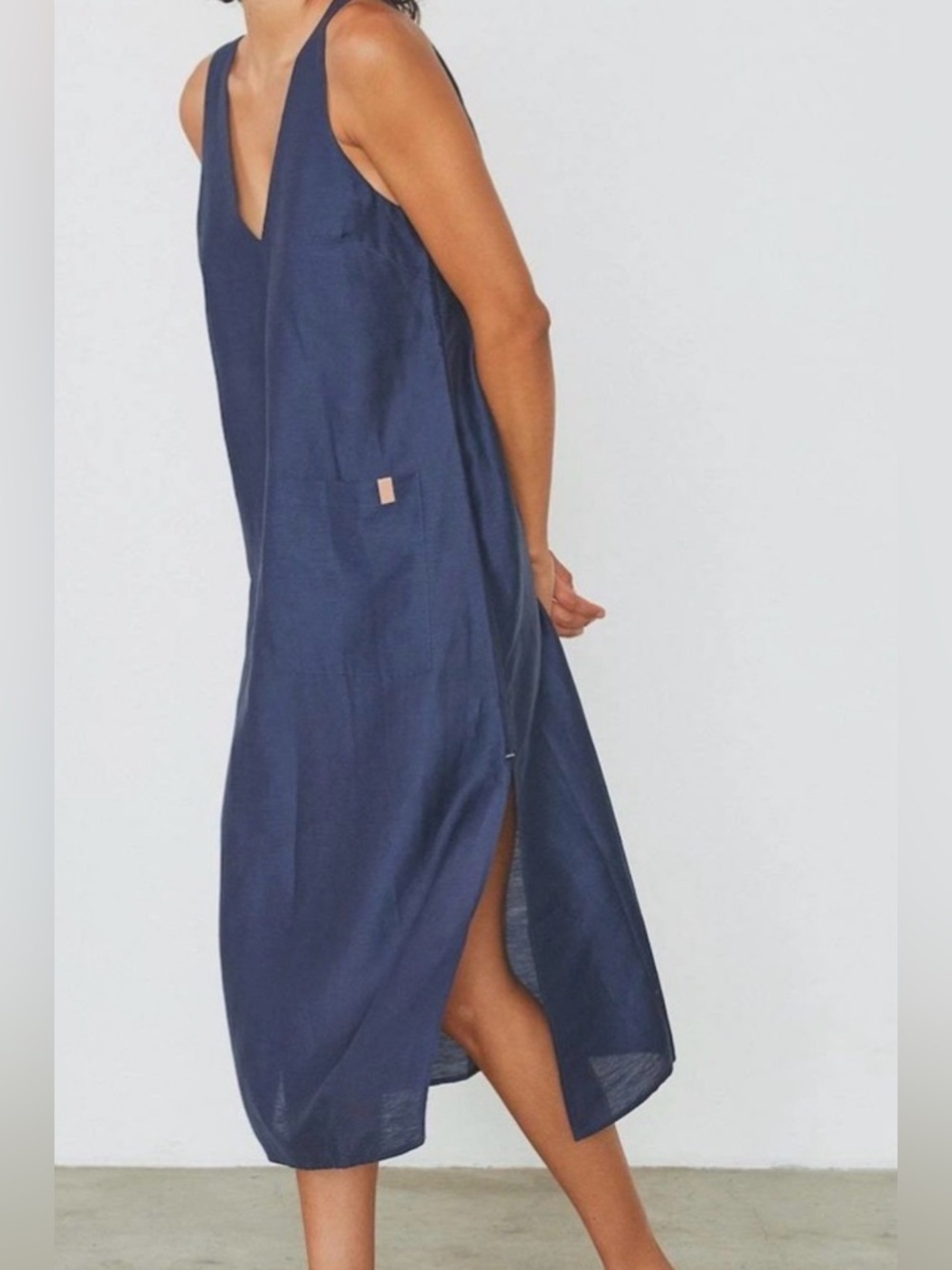 lunya Navy Blue Sleeveless Midi Dress